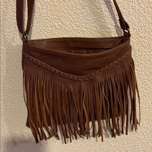 Brown Leather BOHO Fringe Purse